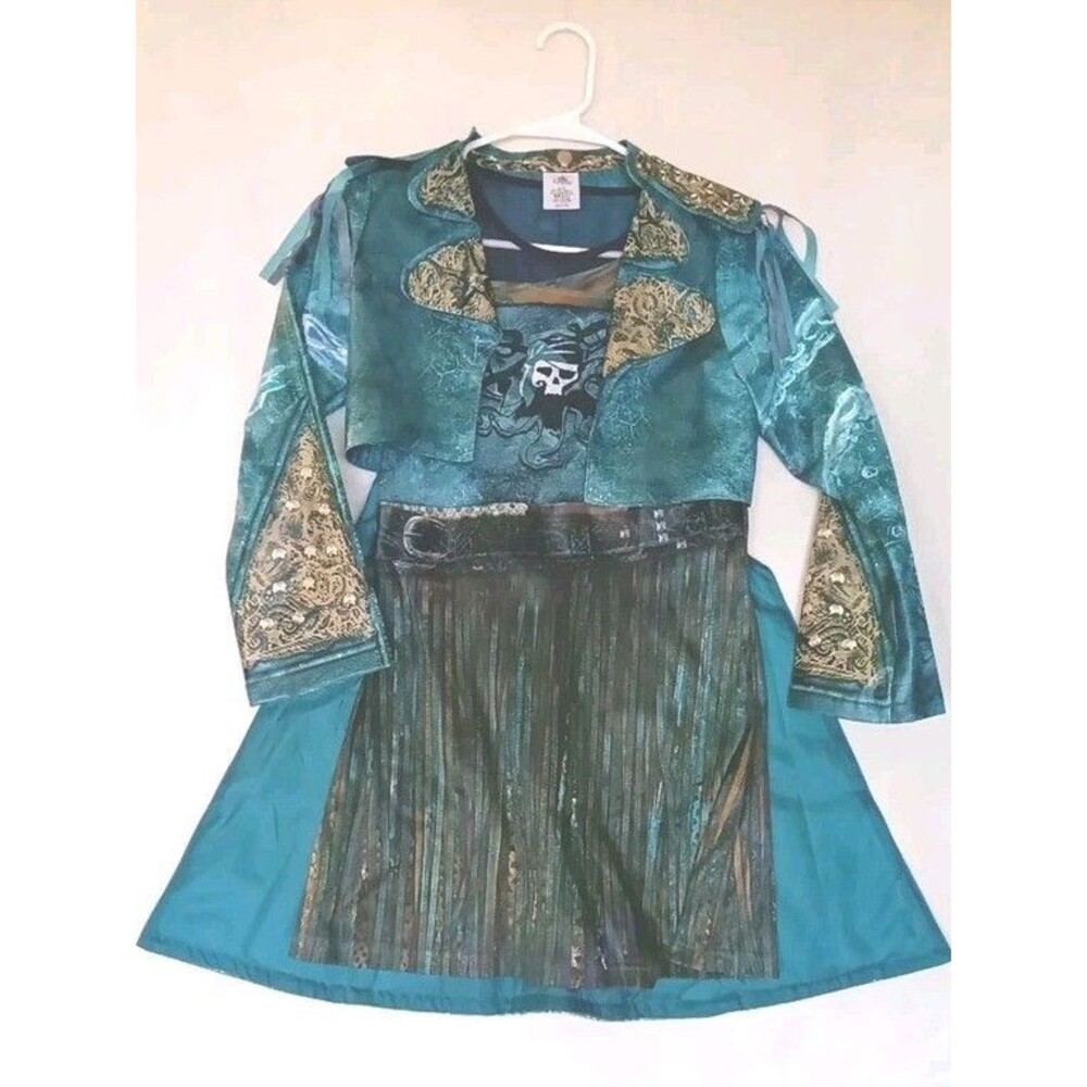 Disney Store Girls 9/10 Uma Descendants Long Jacket & Dress Costume Faux Leather